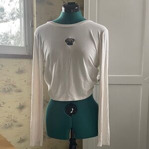 White Long Sleeve Pug Crop Top